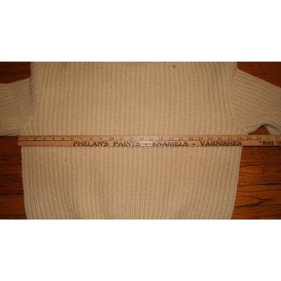 Vintage 60s 70s Alps Ski Meister Ivory Cable Knit Fisherman Sweater Mens Large - Picture 11 of 14